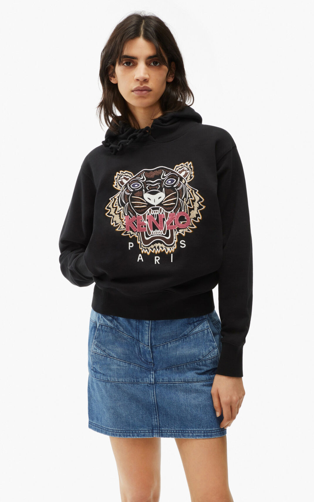 Kenzo Tiger φουτερ με κουκουλα γυναικεια μαυρα | GR729390